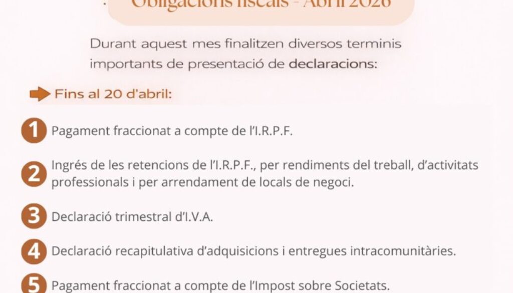 Obligacions fiscals abril 2026