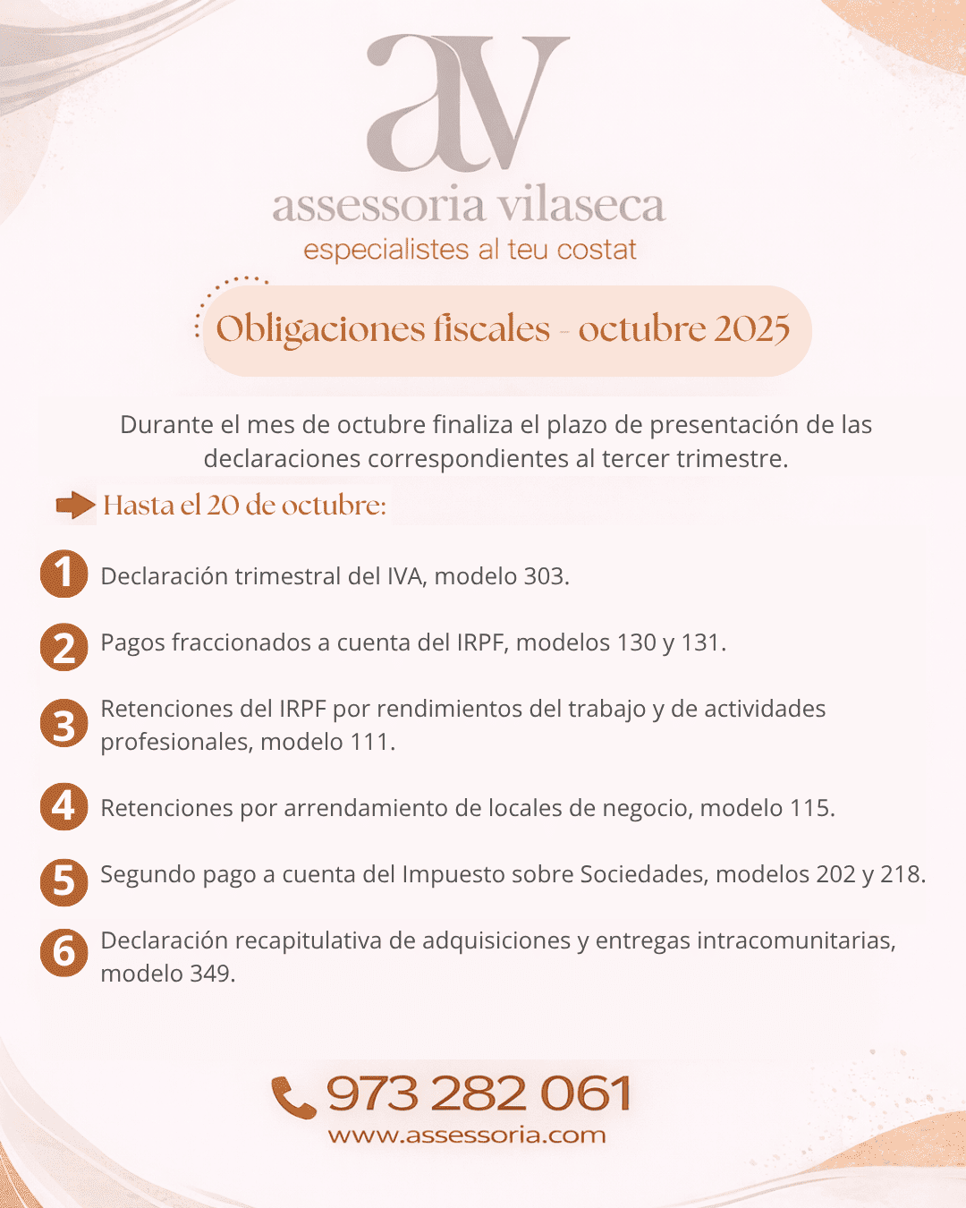 Obligaciones fiscales – octubre 2025