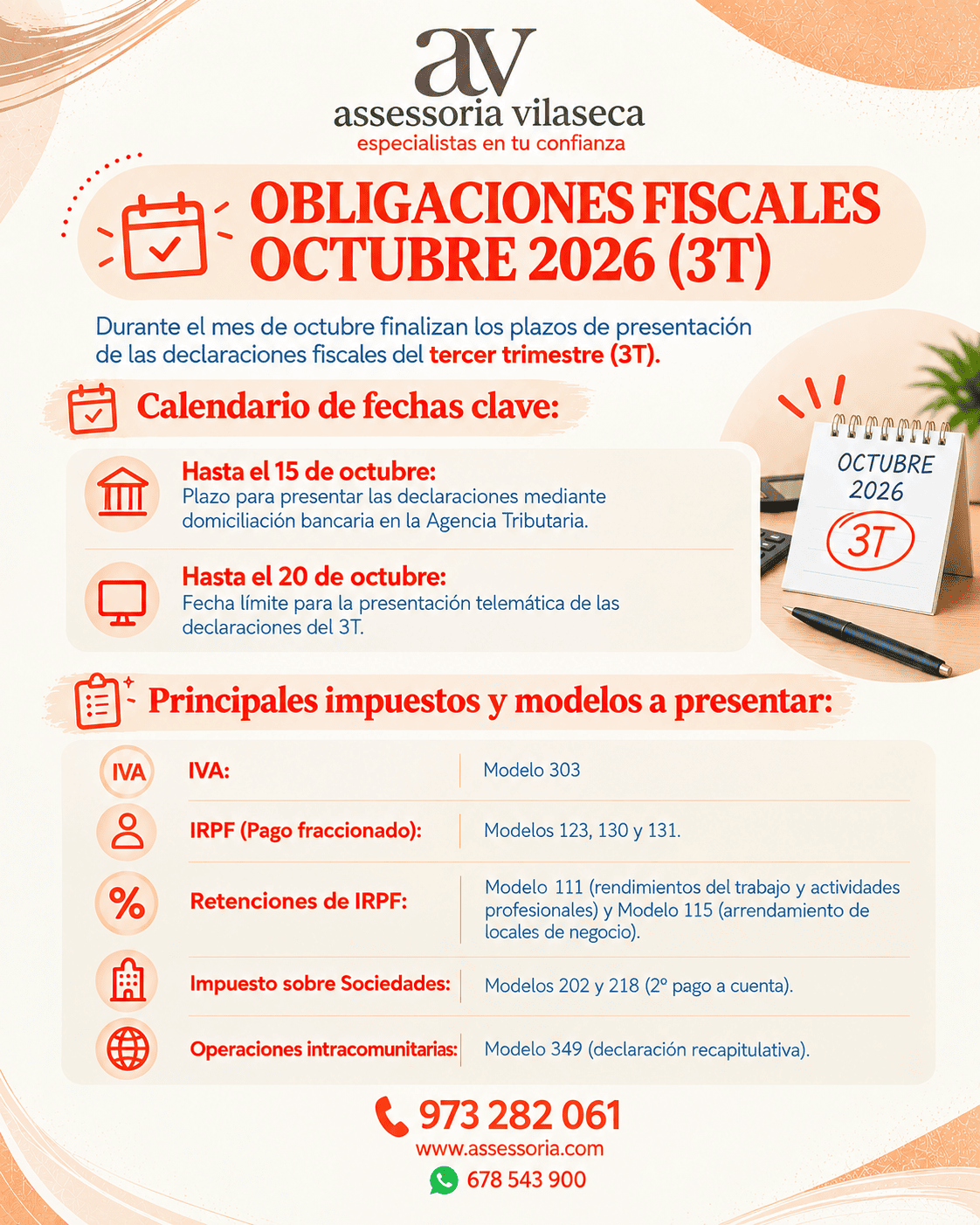 OBLIGACIONES FISCALES OCTUBRE 2026 (3T)